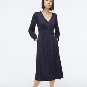 J. Crew Navy Button-Front Dress